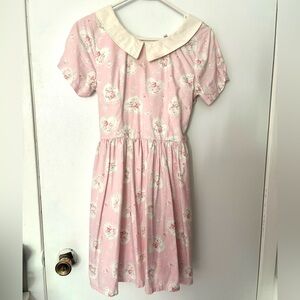 Bonne Chance Collections collar pink dress with vintage floral heart bow print